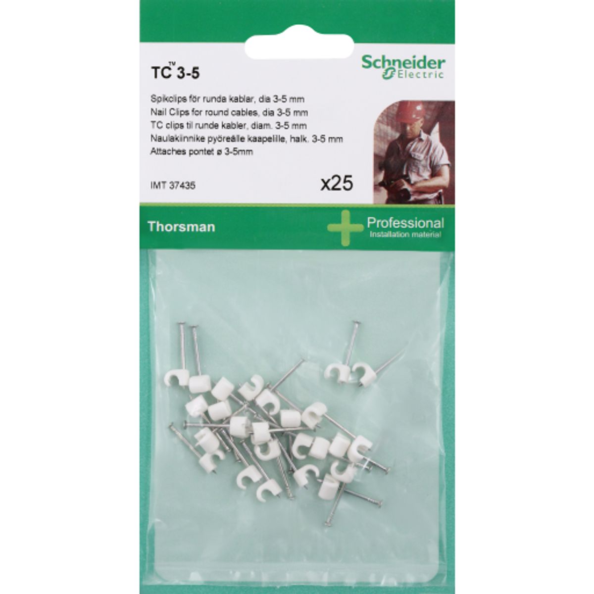 Schneider TC kabelclips 25 stk, hvid, 3-5 mm