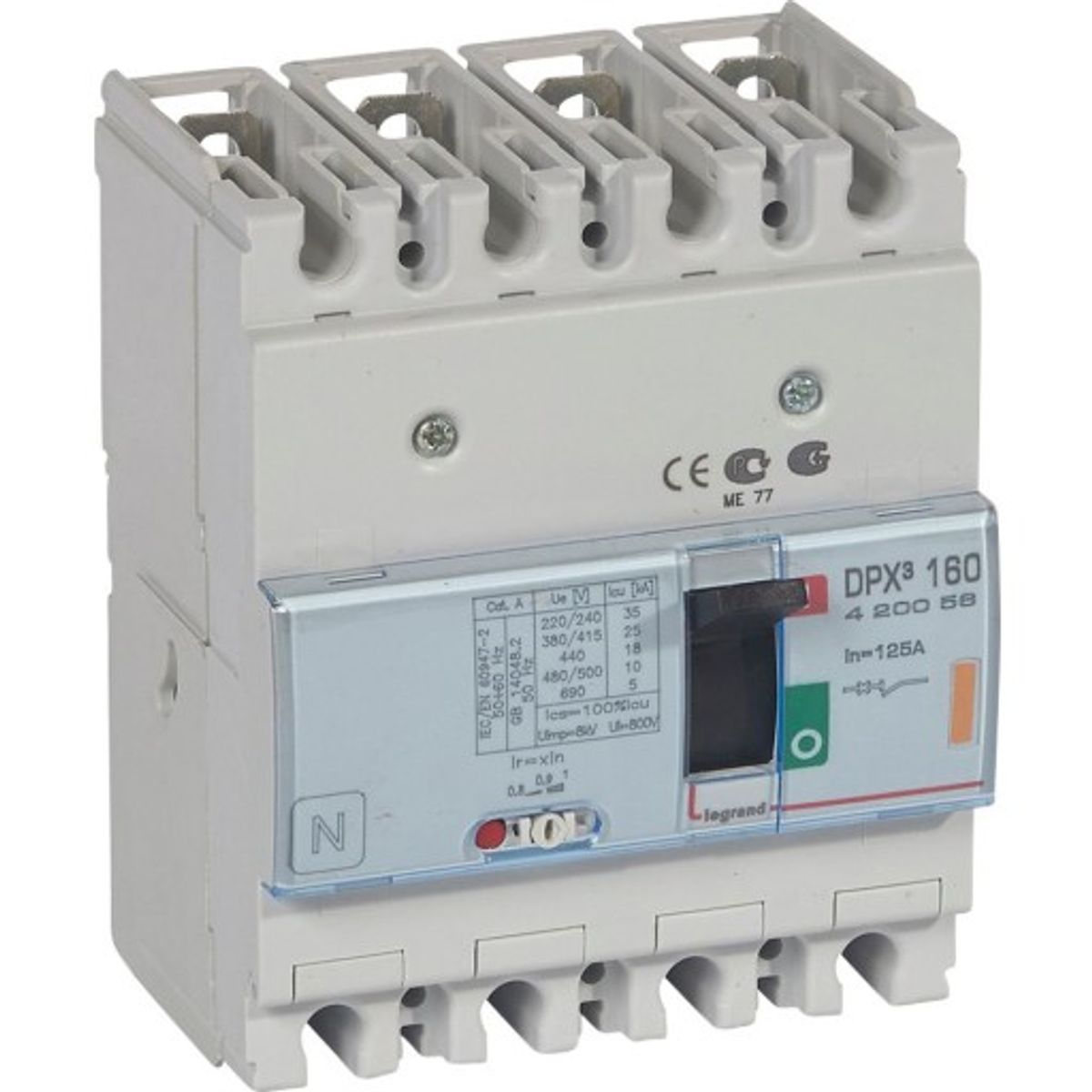 DPX3 160 maksimalafbryder termo 125A 4Pol 25kA fejlstrøm type-A