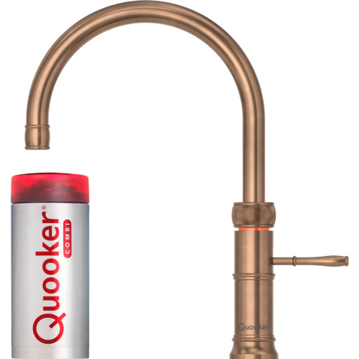 Quooker Classic Fusion Round køkkenarmatur, Combi+ beholder, bruneret messing