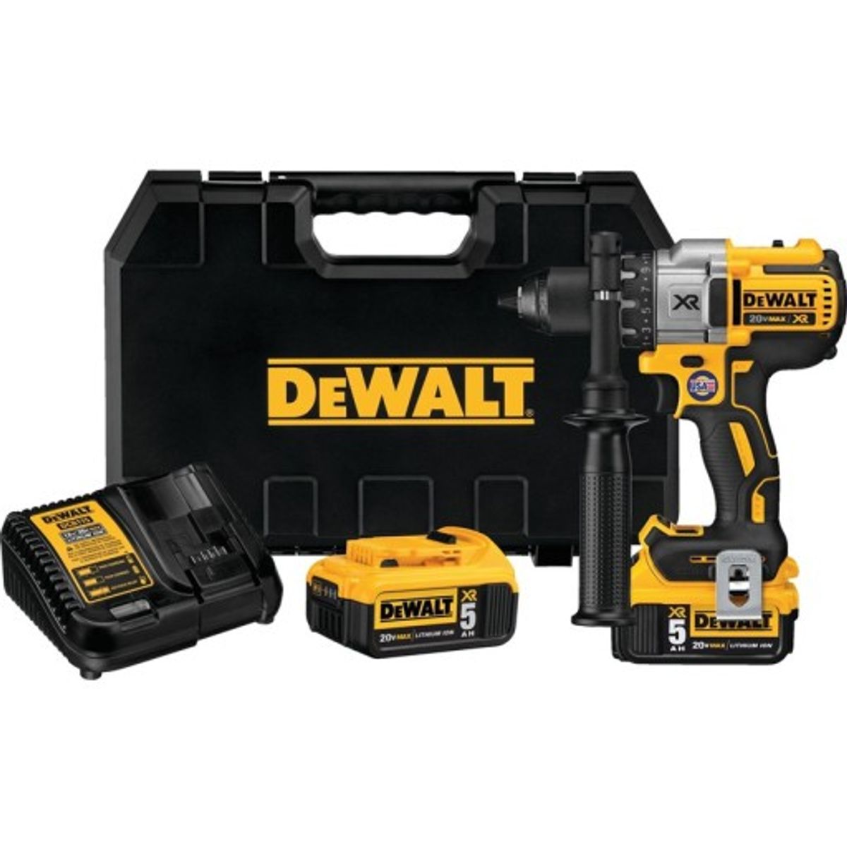 Dewalt 18V XR boremaskine m. 2 x 18V 5,0Ah batterier