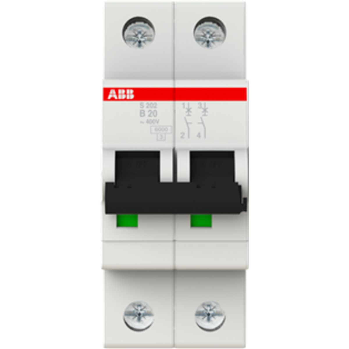 Automatsikring B 20A 2P, 6kA, S202-B20