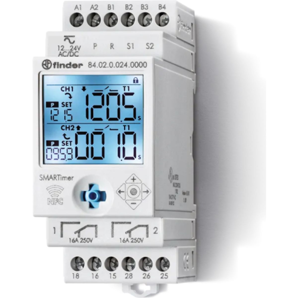 Multi-funktions og spændings timer 2 skiftekont.+ NFC 12-24V AC/DC