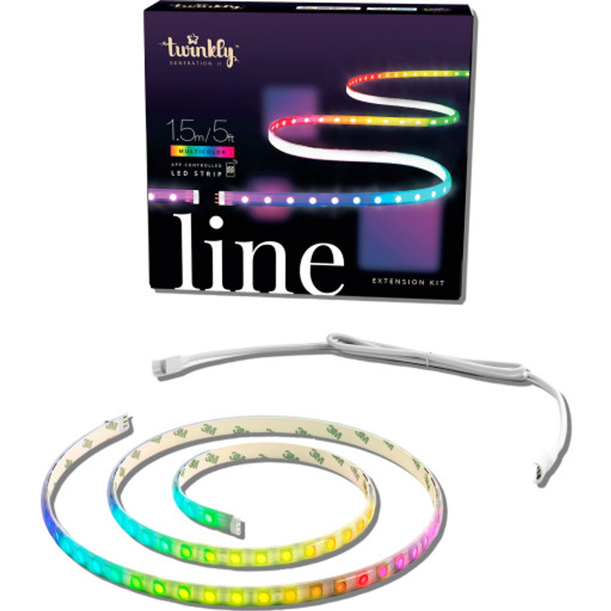 Twinkly Line LED bånd, 1,5 meter, hvidt lys, forlængersæt