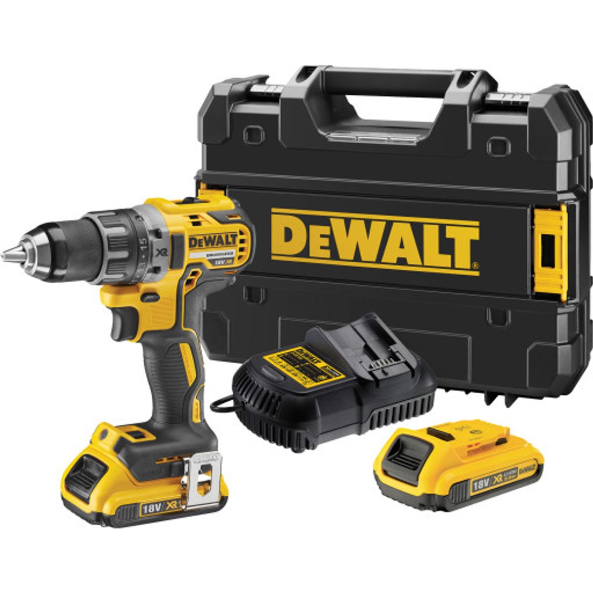 DEWALT 18V XR bore-/skruemaskine DCD791D2-QW, 2 x 18V/2,0 Ah