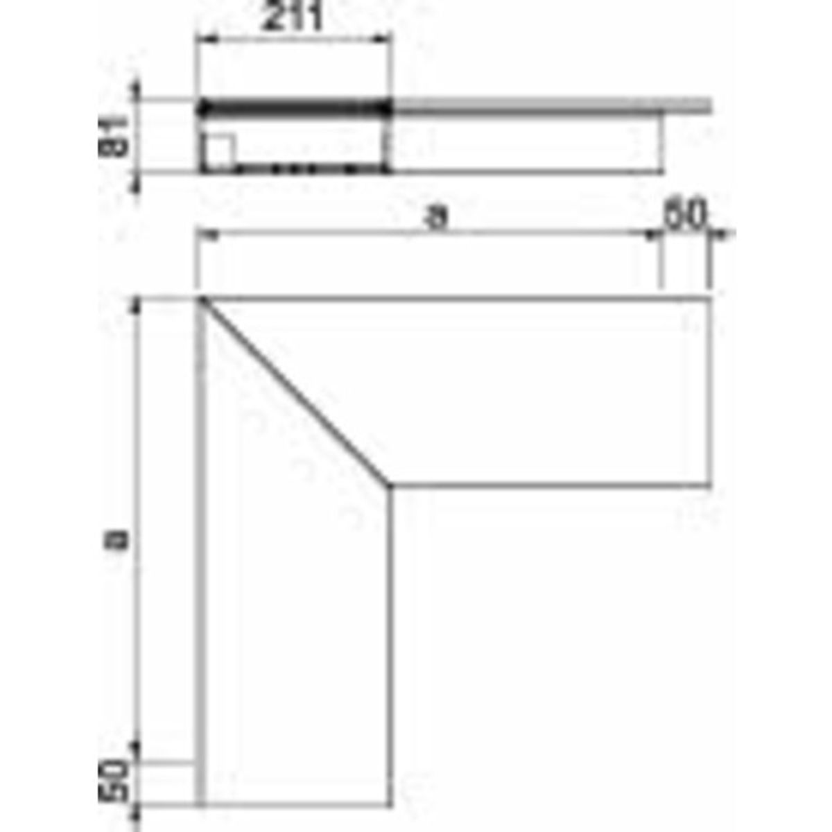 Fladvinkel WDK F80210GR 80x210 grå RAL 7030