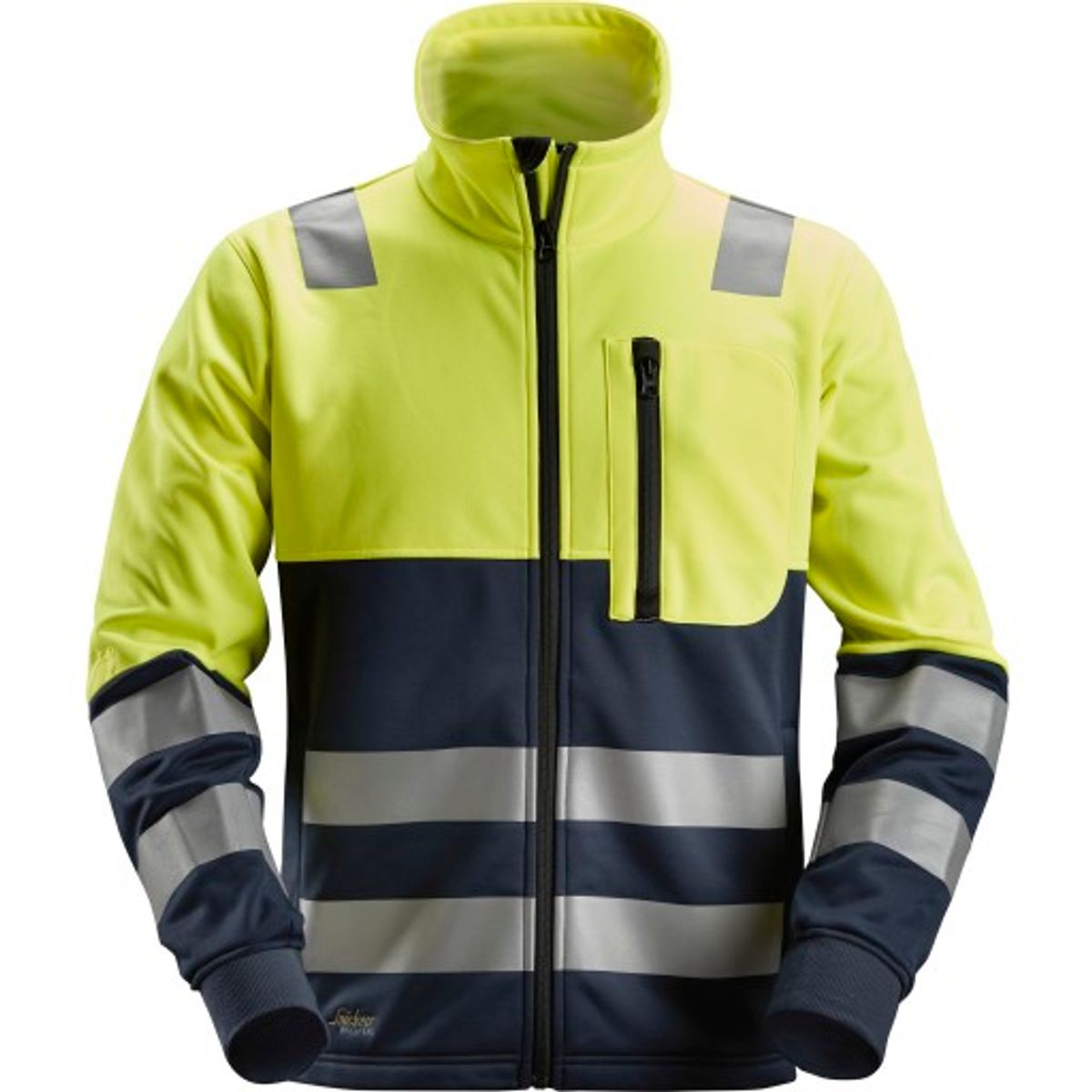 Snickers AW fleecejakke 8035, High-Vis kl.2 gul/navy, str. S