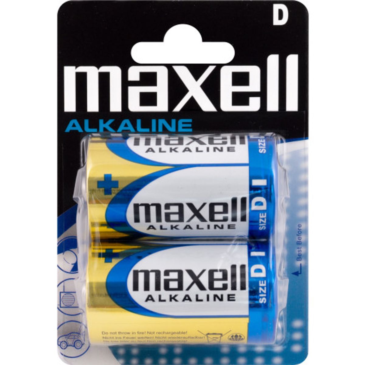 Maxell D batterier, 2 stk.