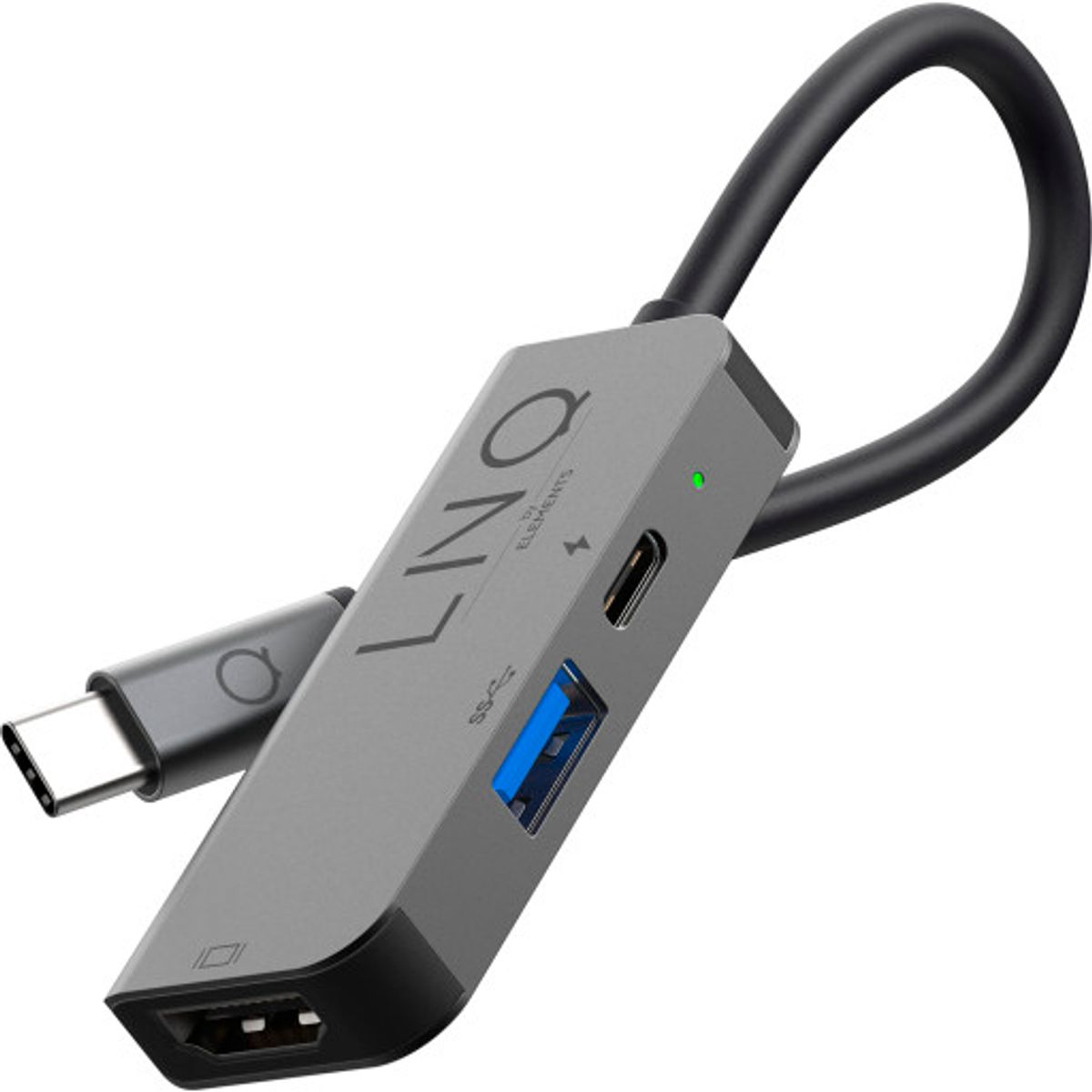 Linq 3-i-1 USB-C multiport hub, grå