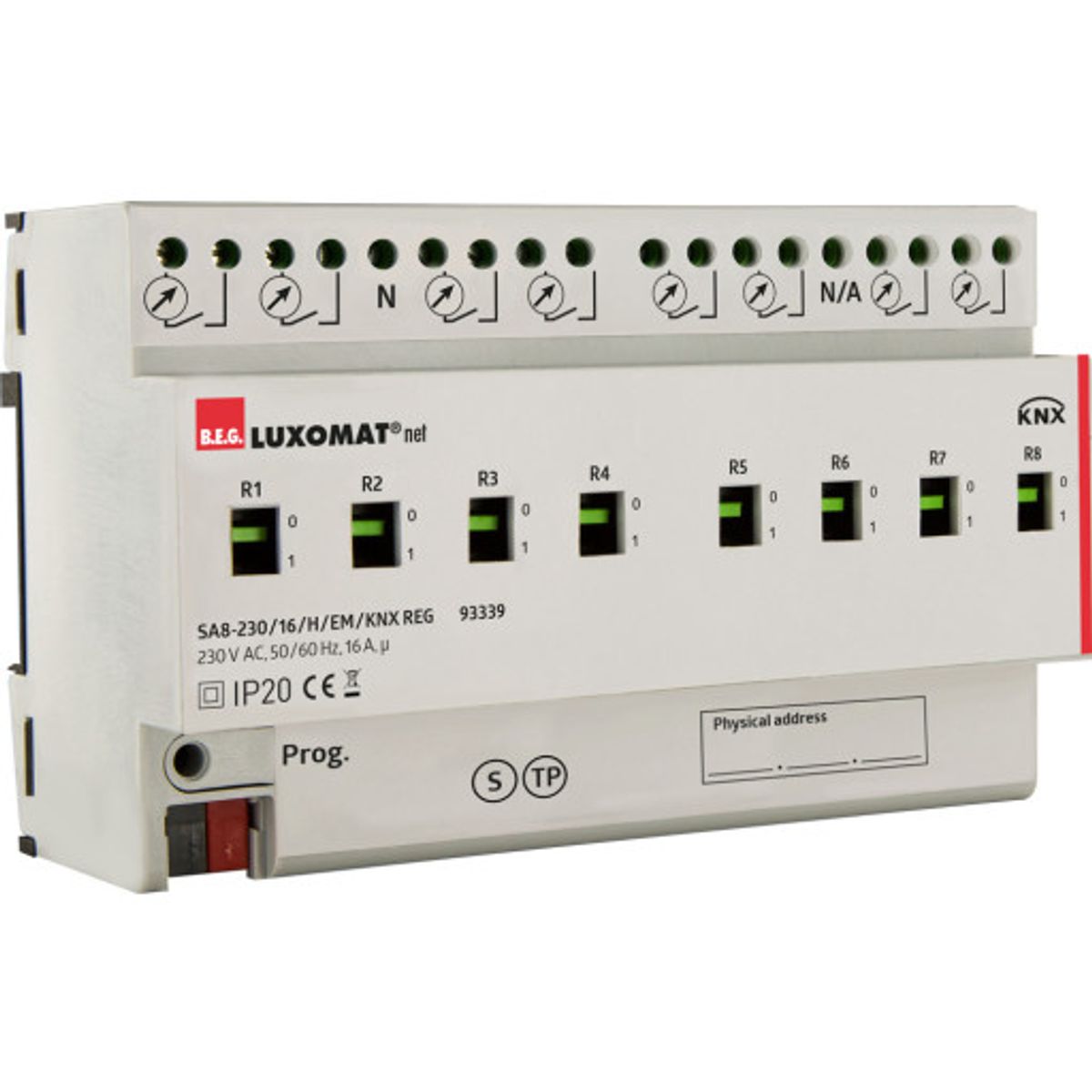 Switch aktuator SA8-230/16/H/EM/KNX REG grå