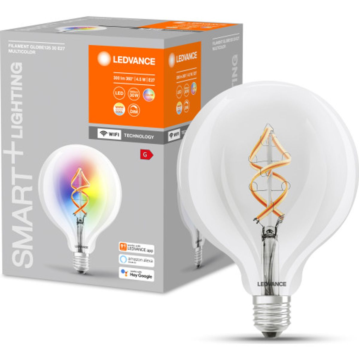 Ledvance Smart+ Wifi E27 globepære, 2700K, 4,5W