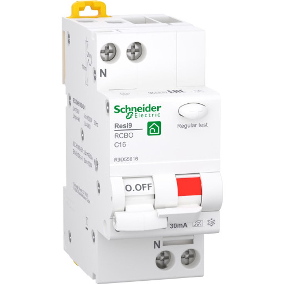 Schneider Resi9 Kombiafbryder HPFI 1P+N 16A, Hvid