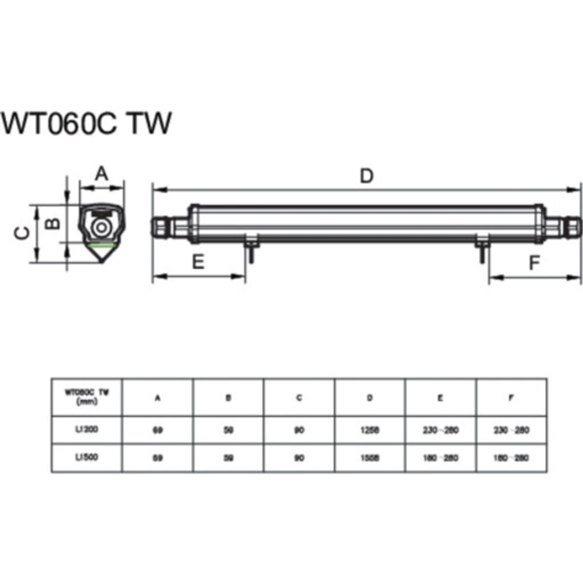 Ledinaire Industriarmatur WT060C 5600 lm, 840, 46W, TW1, 1500 mm