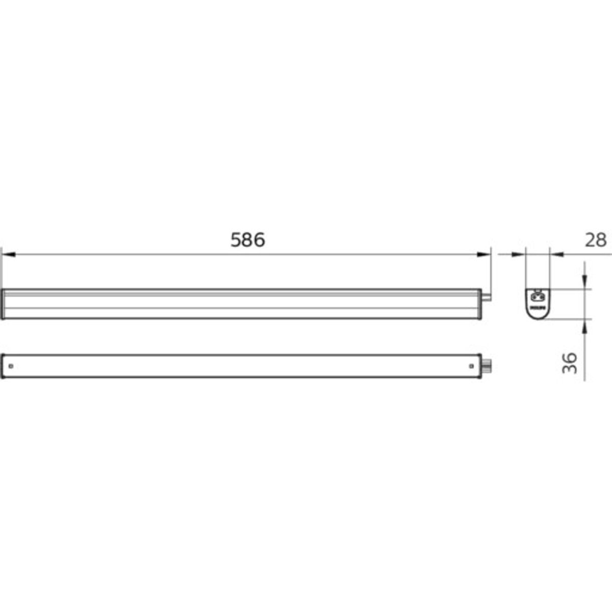 Ledinaire Grundarmatur BN021C, 1000 lumen, 830, L600 mm