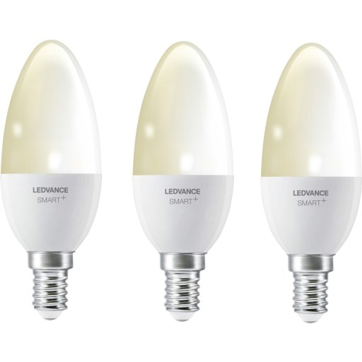 Ledvance Smart+ Wifi E14 kertepære, hvid lysfarve, 4,9W, 3-pak