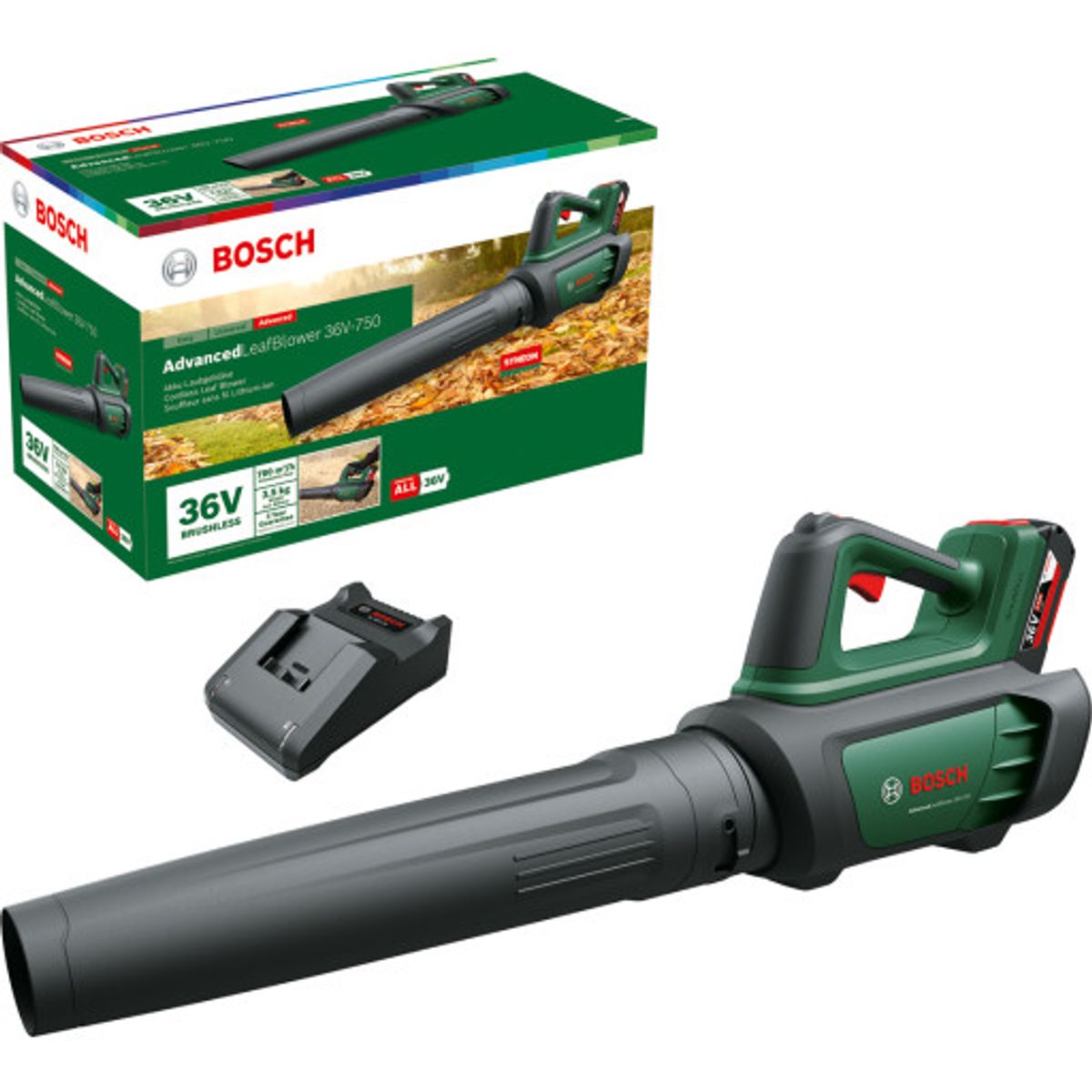 Bosch Adv. Løvblæser - 200km/t m. 1 x batteri - 36V/2,0Ah