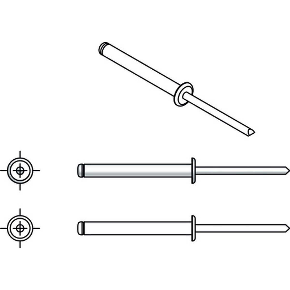 Blindnitte åben 3,2 x 14 mm, AL/ST, DIN 15977, 500 stk.