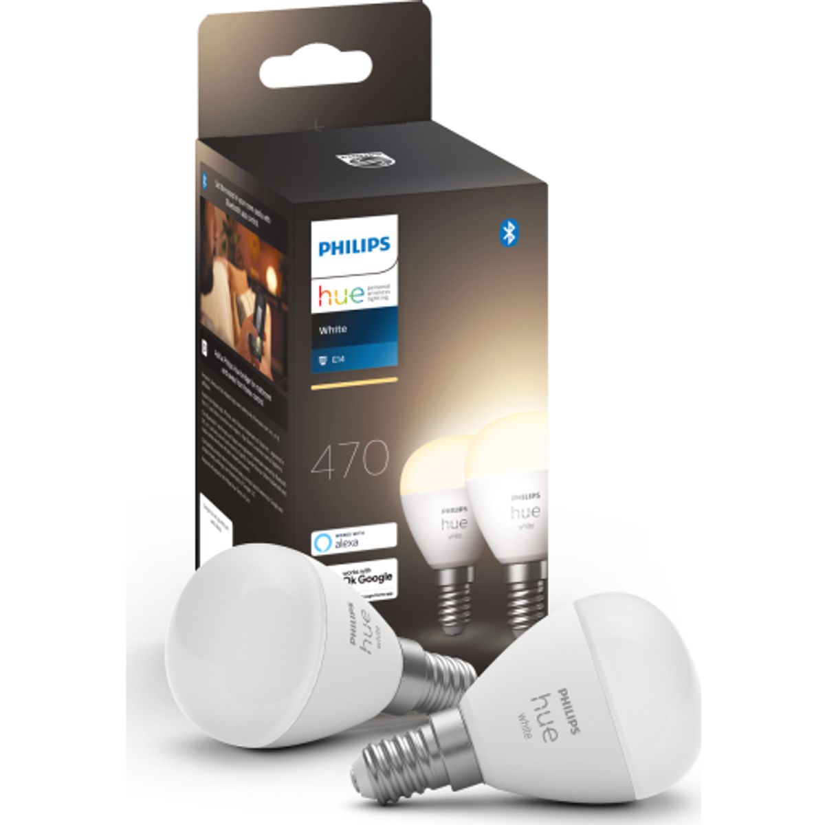 Philips Hue White E14 kronepære, 2-pak