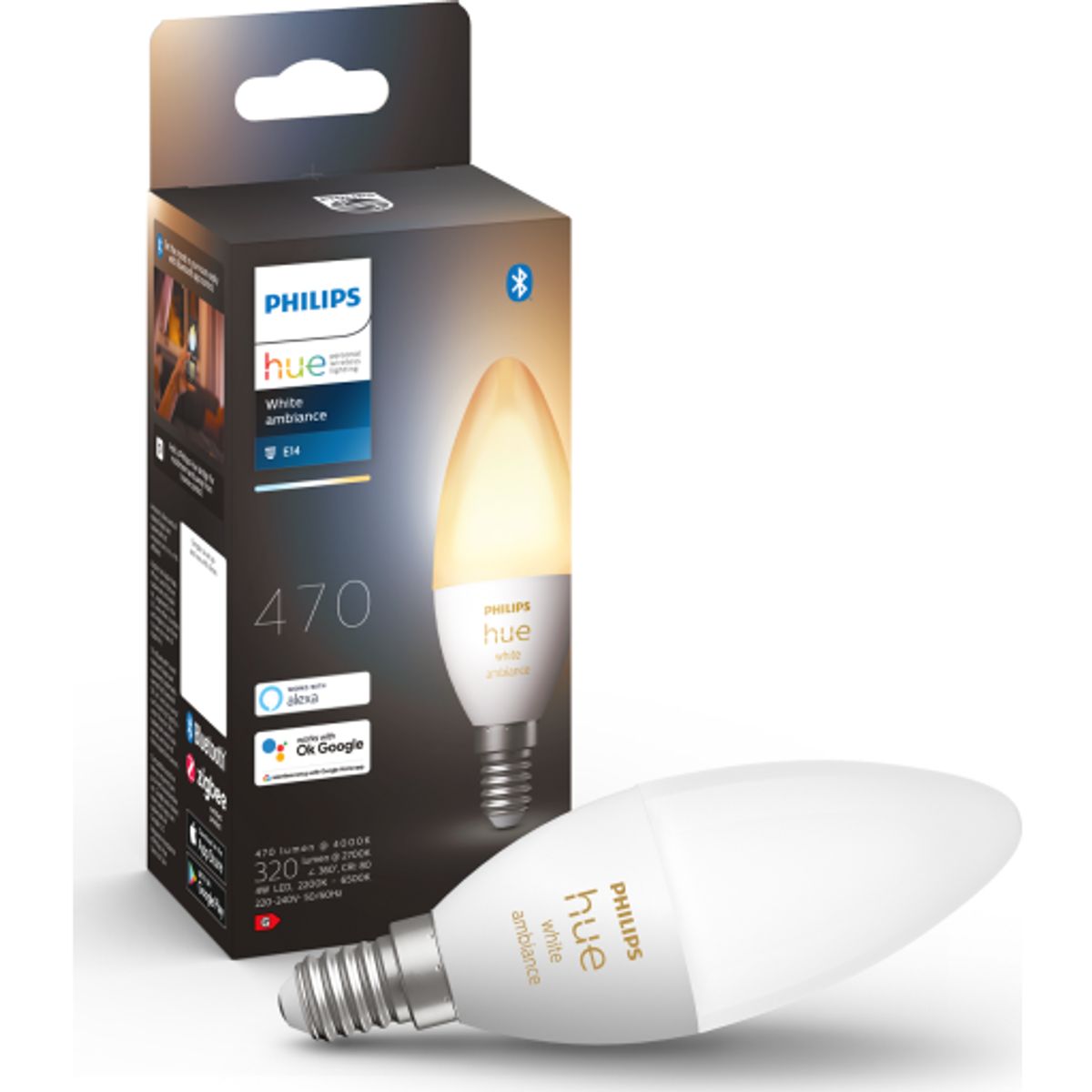 Philips Hue White Ambiance E14 kertepære, 1-pak