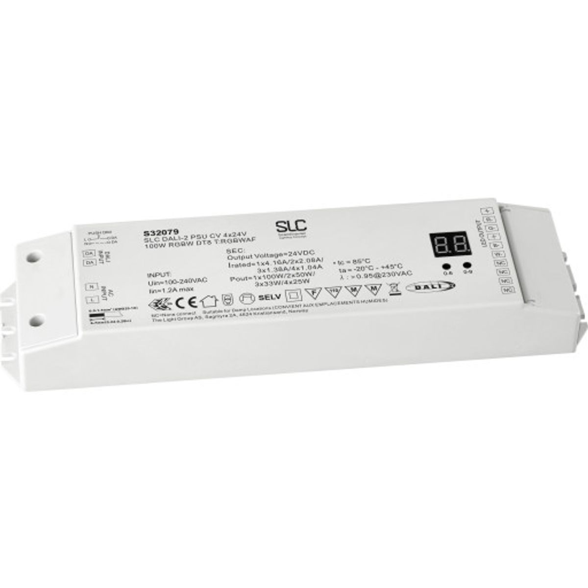 SLC LED Driver 24V 100W RGBW DALI DT8, dæmpbar