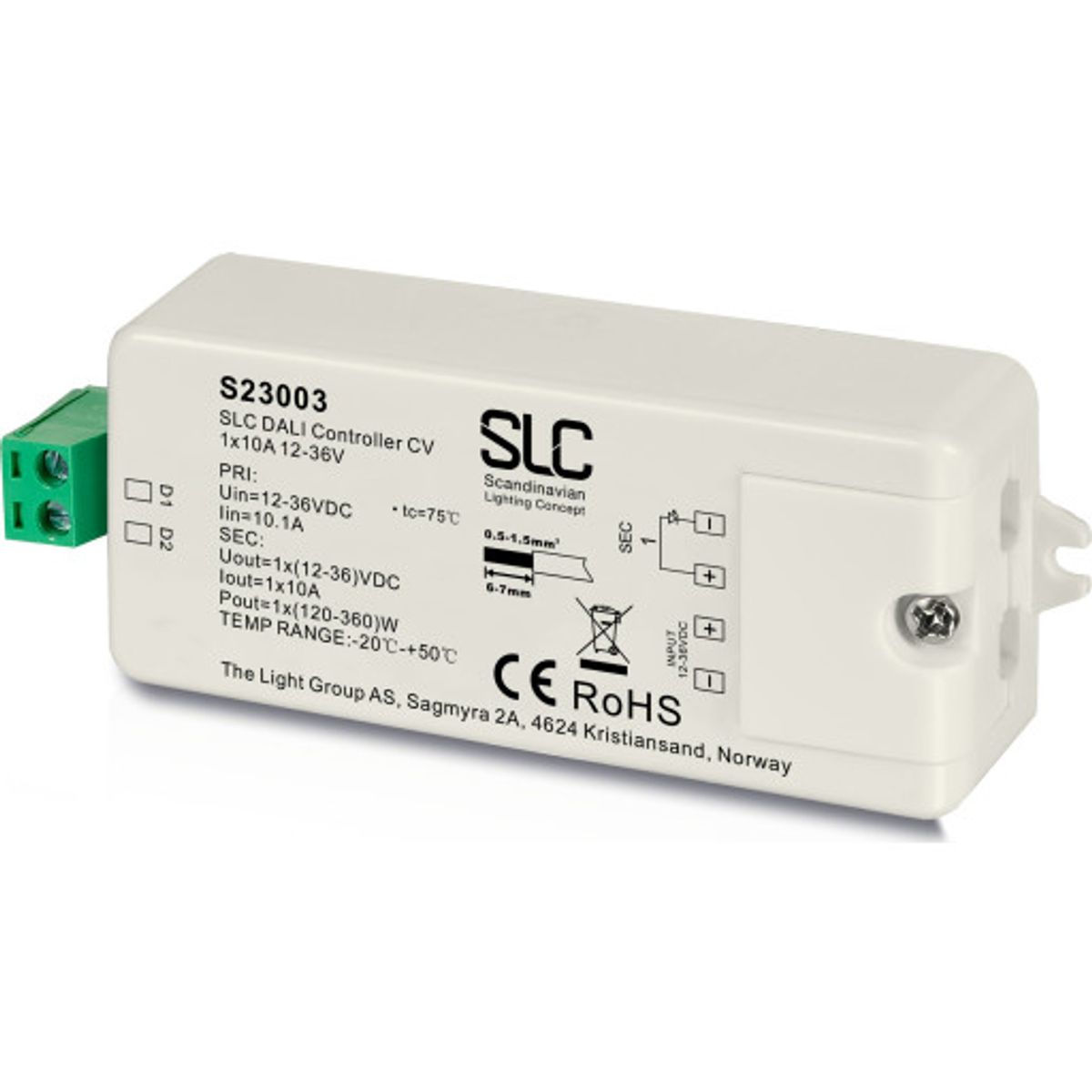 SLC Controller 12-36V 1x10A 96-360W DALI DT6, dæmpbar