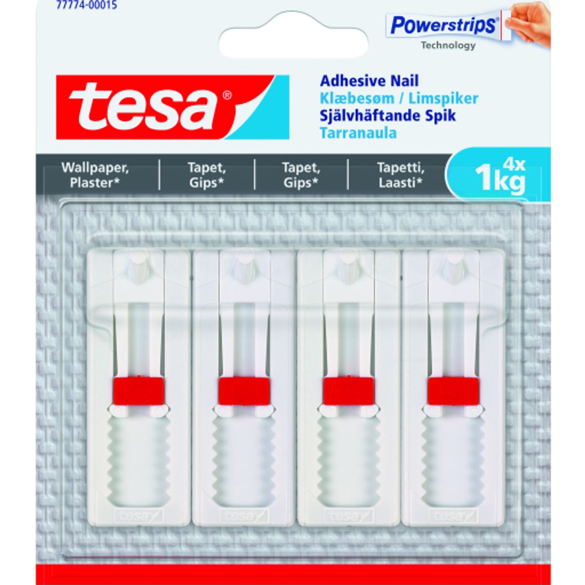 Tesa Powerstrips klæbesøm, 1 kg, 4-pak, justerbar, hvid