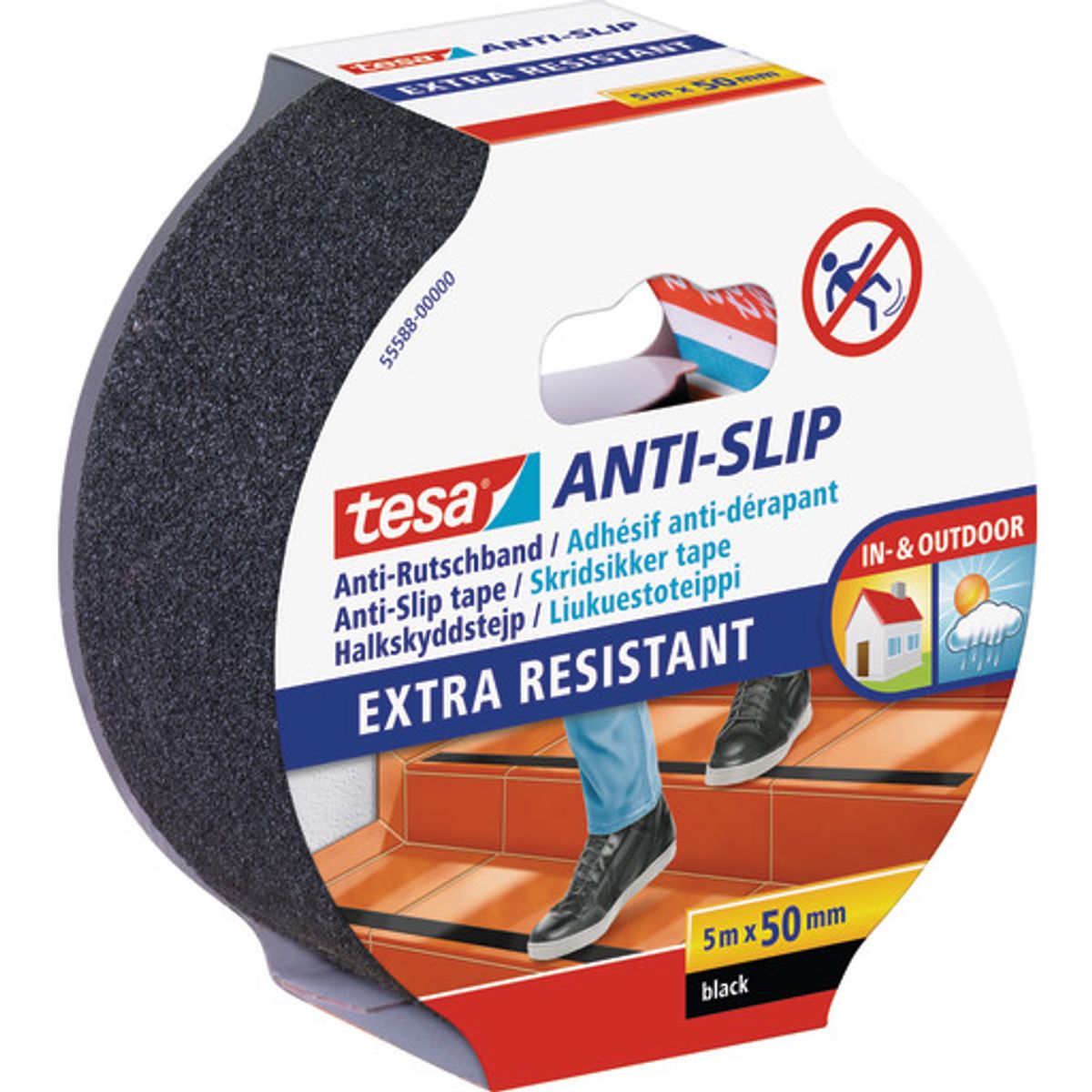 Tesa Anti-slip skridsikker tape 5m x 50mm, sort