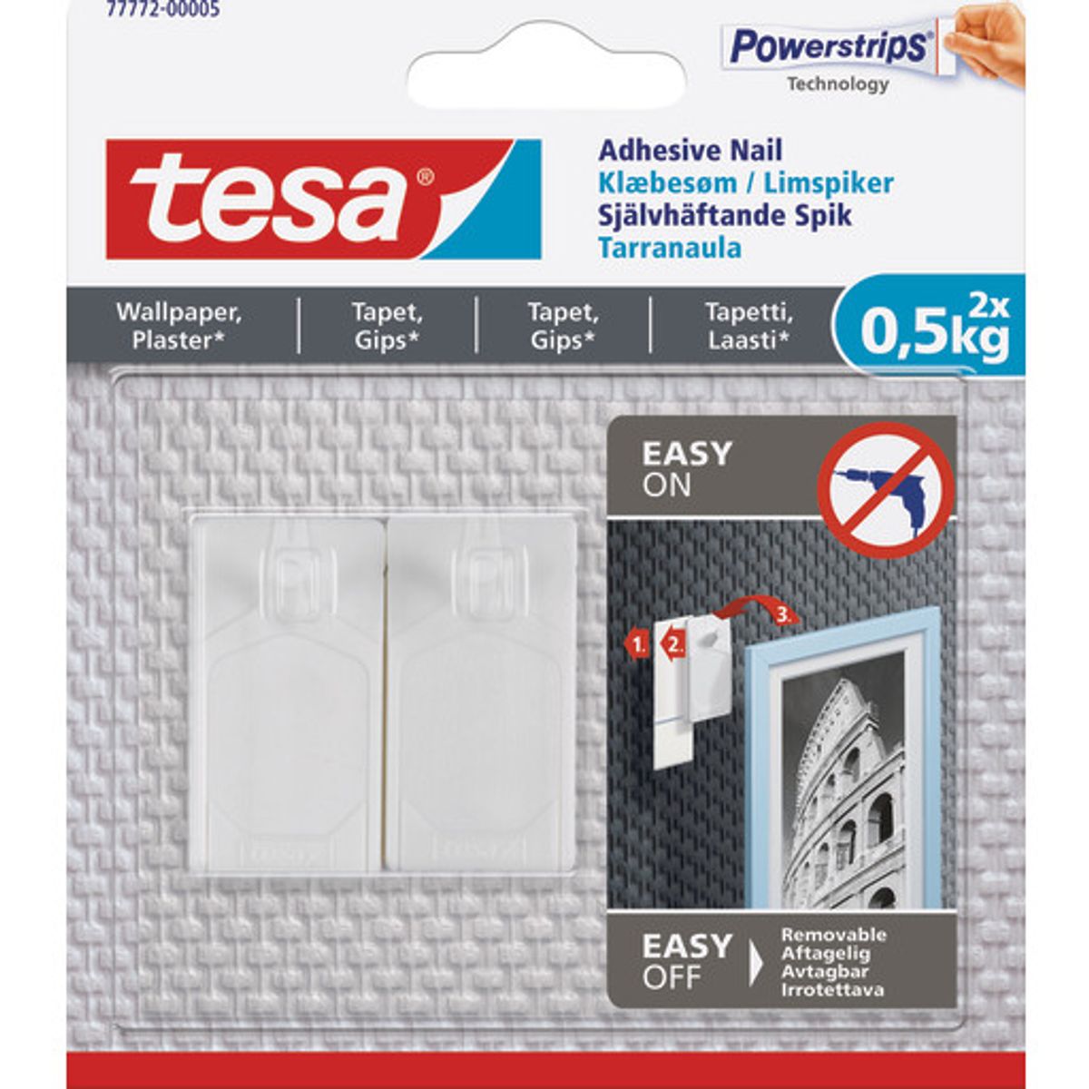 Tesa Powerstrips klæbesøm 0,5 kg 2-pak, hvid