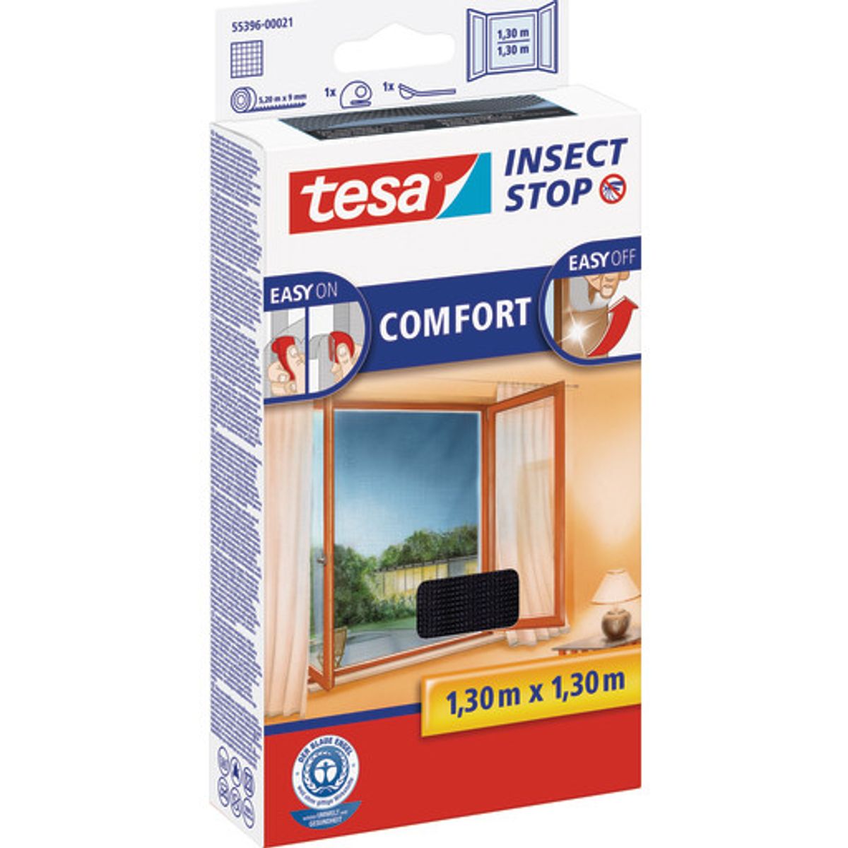 Tesa Insect Stop Comfort insektnet, sort - 1,3 x 1,3m