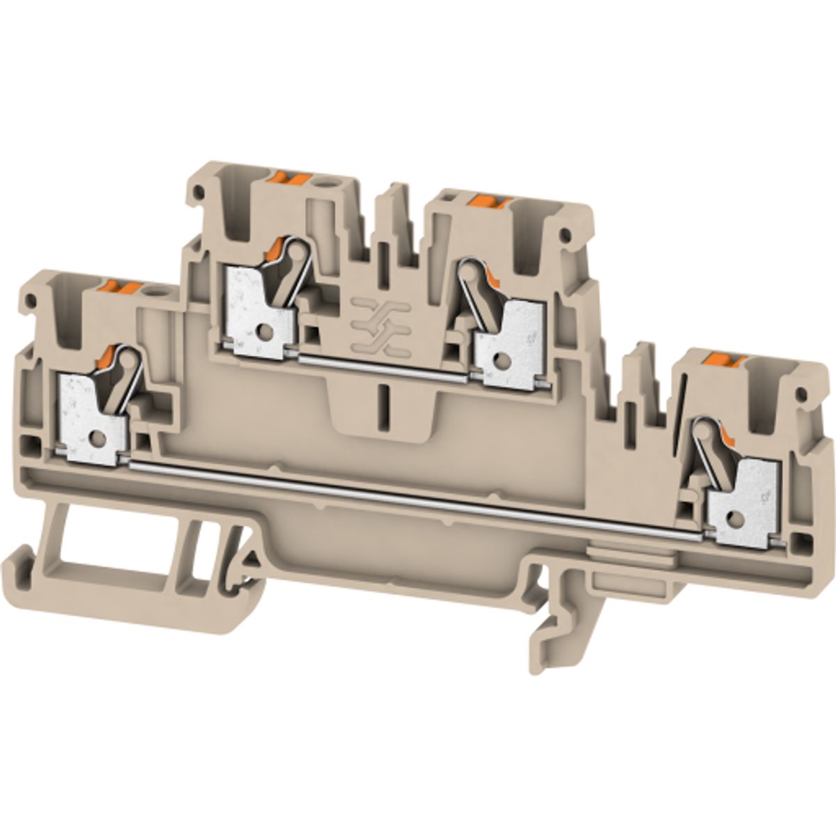 Gennemgangsklemme A2T 2,5 med 4 Push in terminaler på 2 niveauer