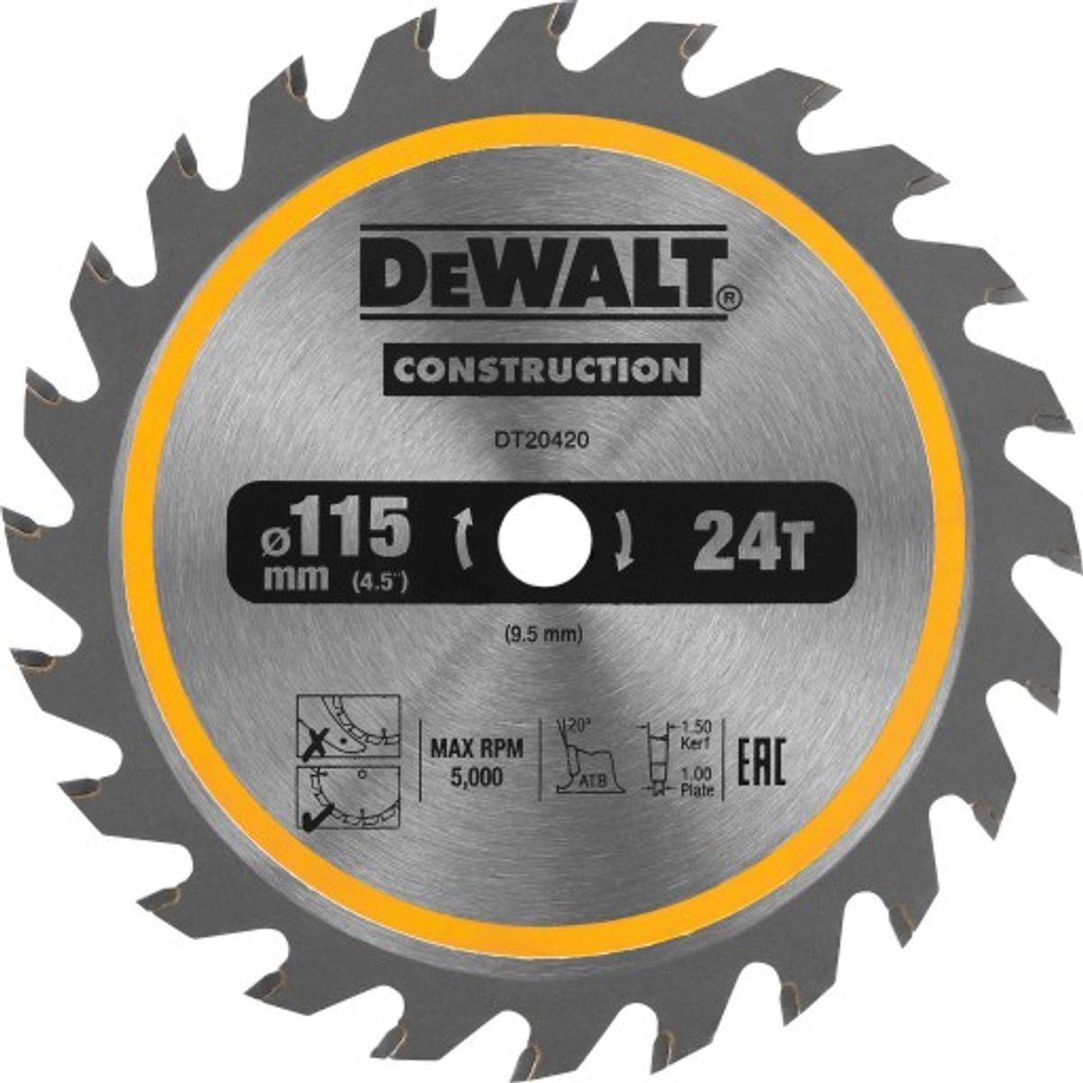 DEWALT rundsavsklinge, Ø115mm, 24 t