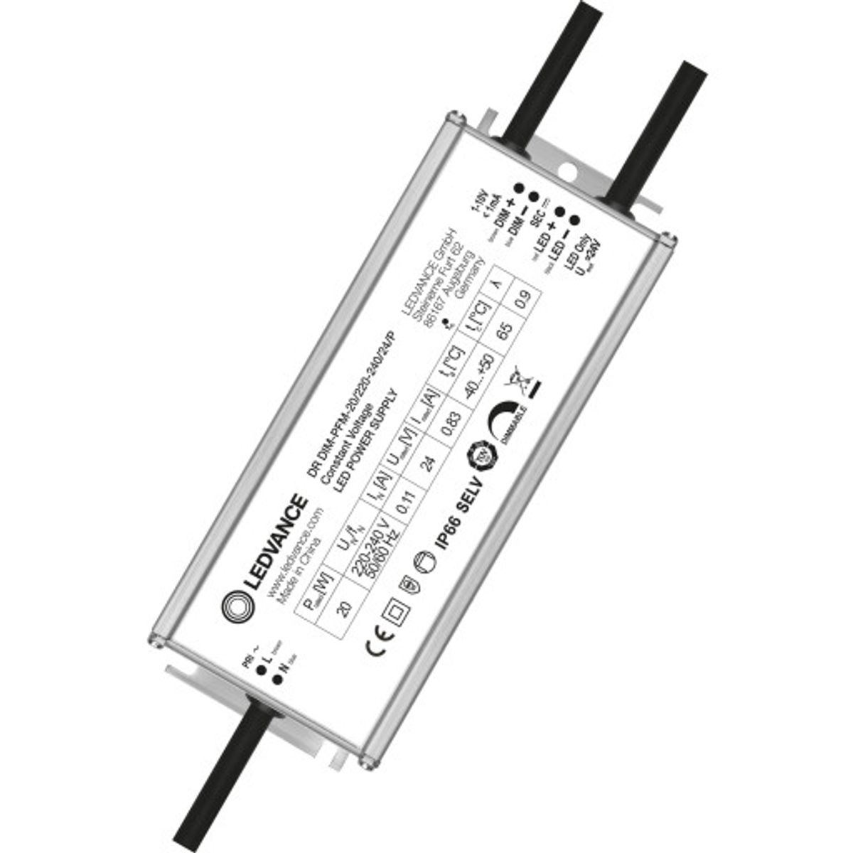 LED Driver Performance 20W 24V 1-10V IP66