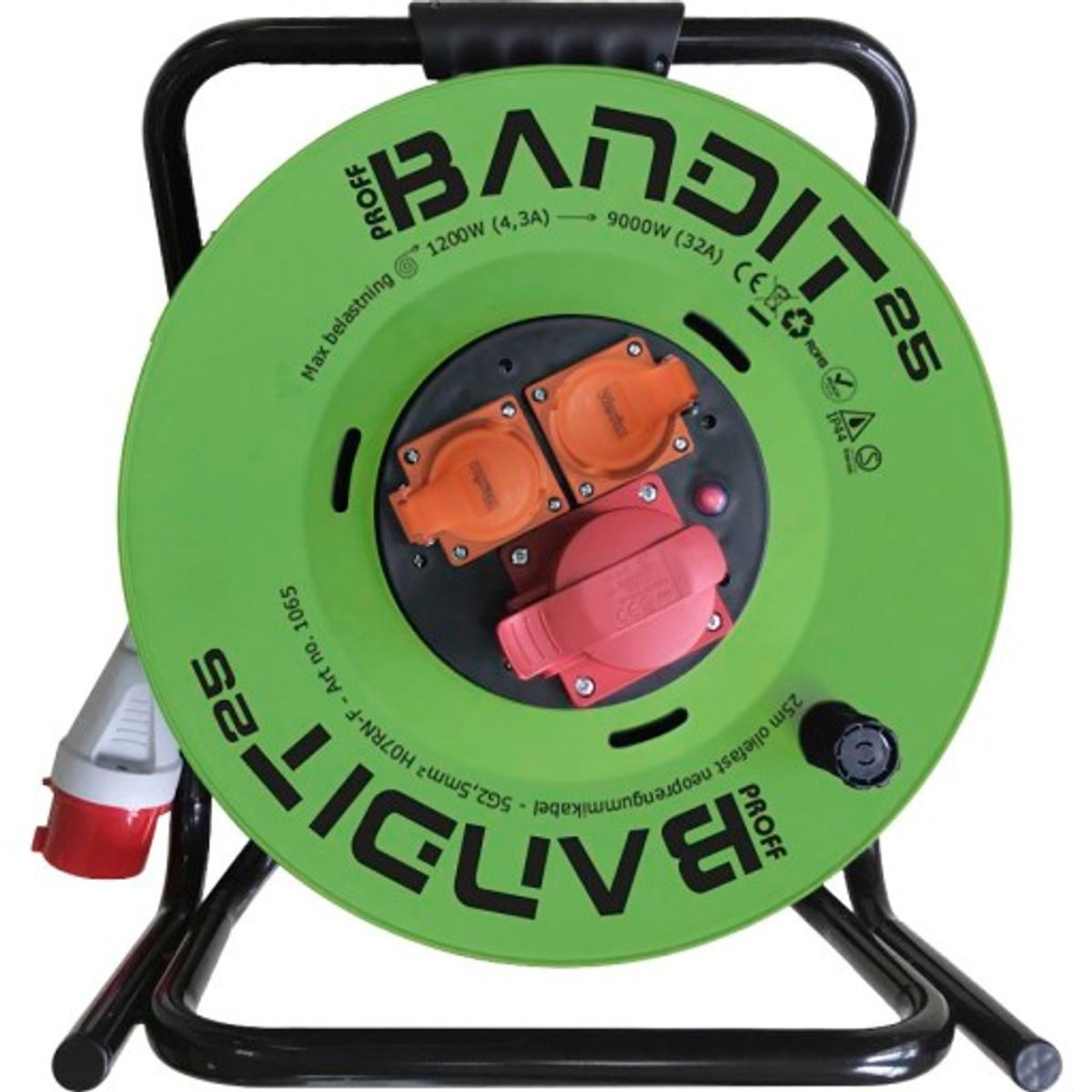 Bandit kabeltromle, 400 V, 25 m, 5 x 2,5 mm²