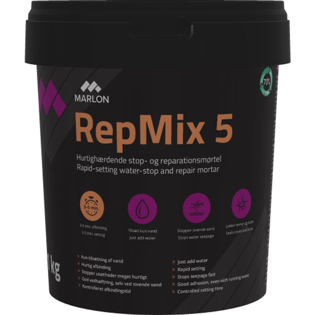 Marlon RepMix 5 stop- og reparationsmørtel, 1 kg