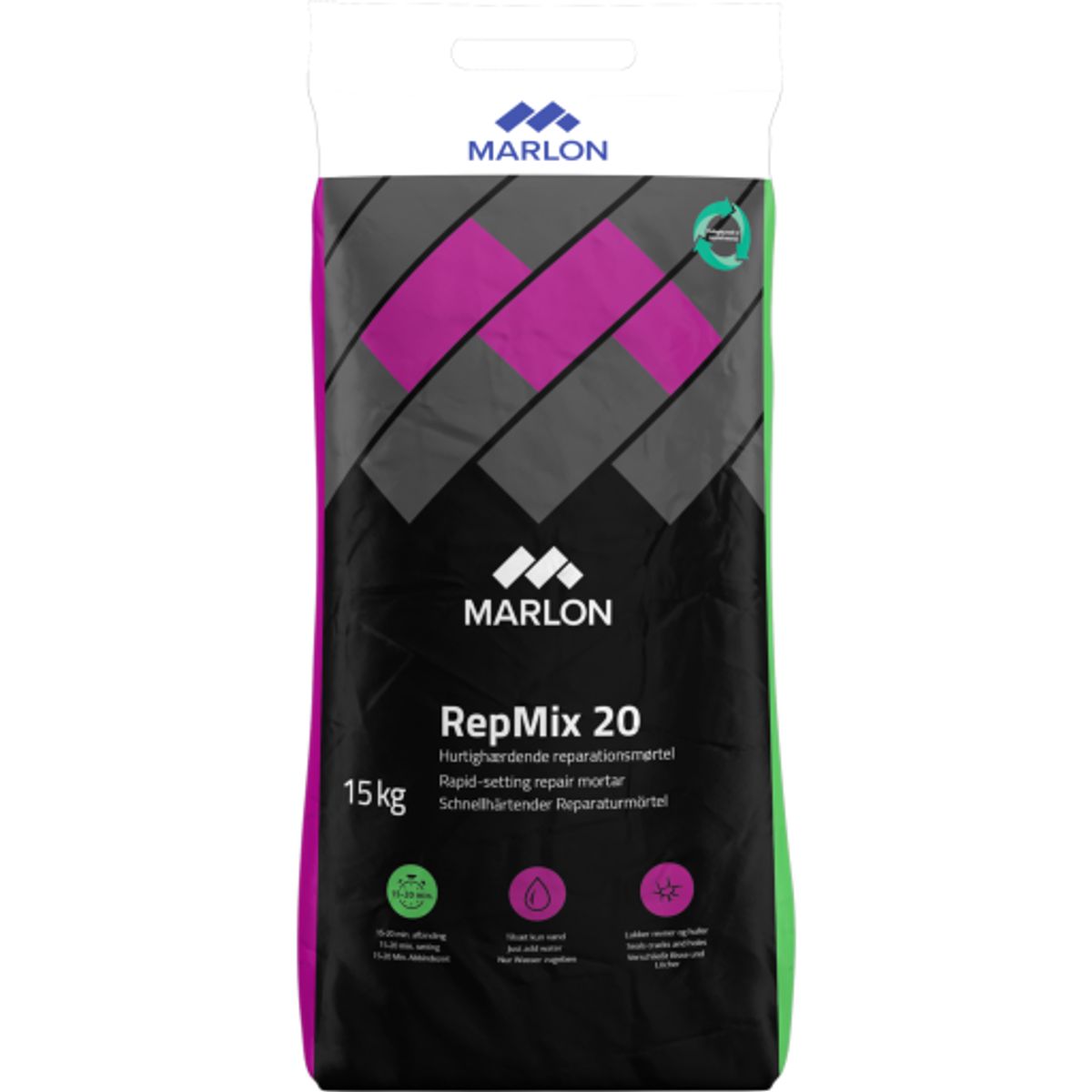 Marlon reparationsmørtel RepMix 20, med hank, 15 kg