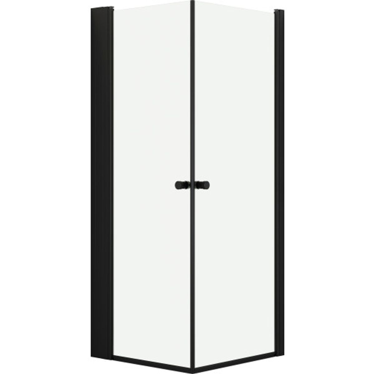 Dansani Match brusehjørne 80x80 cm med Tower badeværelseshylde, klart glas, sort