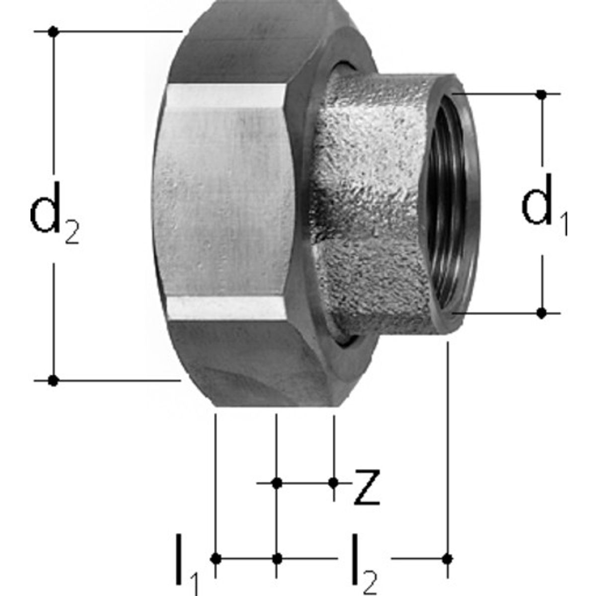 Overgang til JRGUMAT DN25. Materiale bronze. Med 1" muffegevind