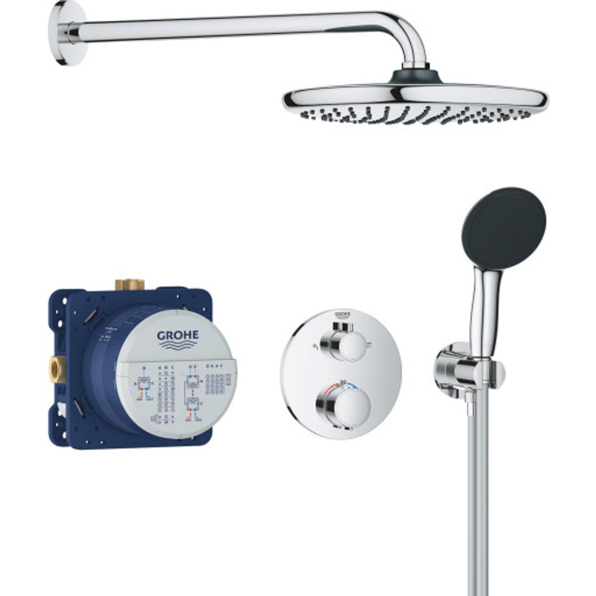 Grohe Precision Thermostat 250 brusesæt, vandbesparende, krom