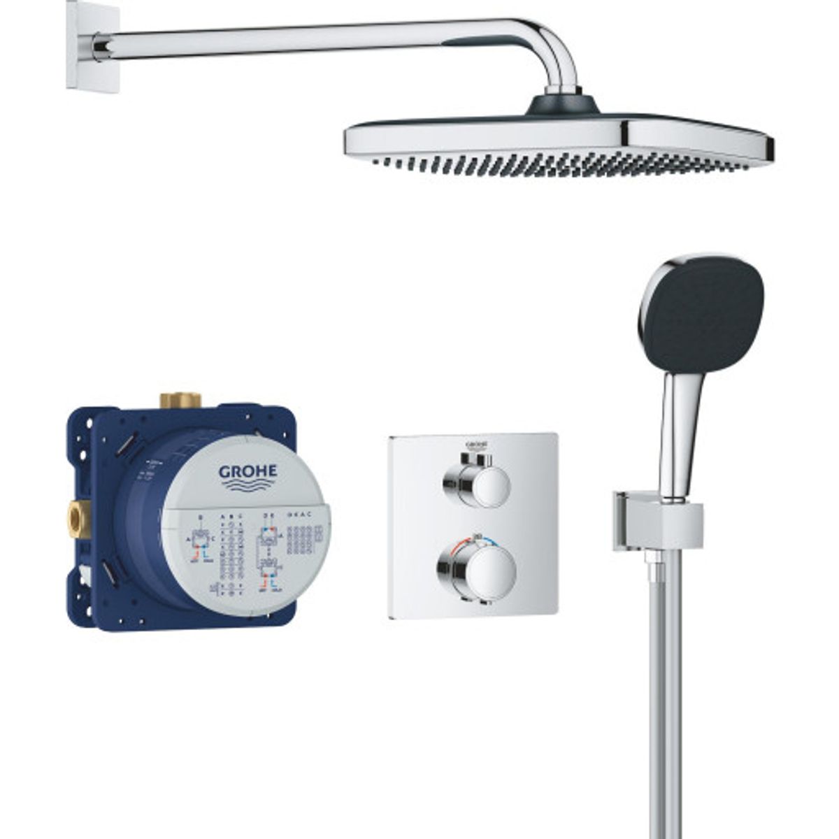 Grohe Precision Thermostat 250 brusesæt, vandbesparende, krom