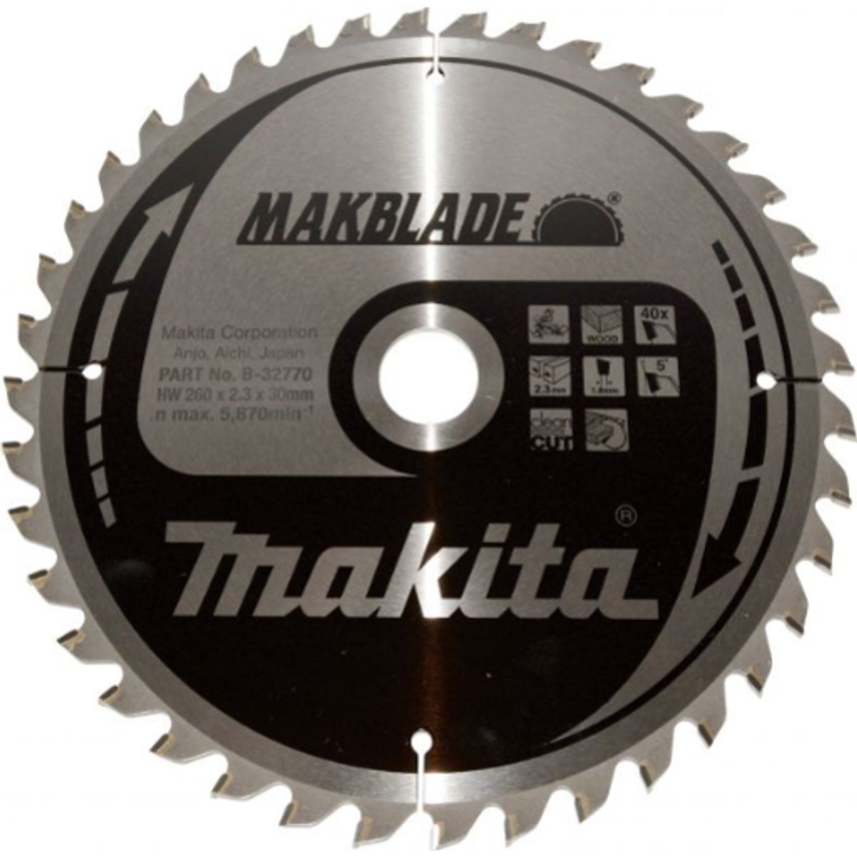 Makita MAKBLADE klinge, Ø260/30 mm, 40 td