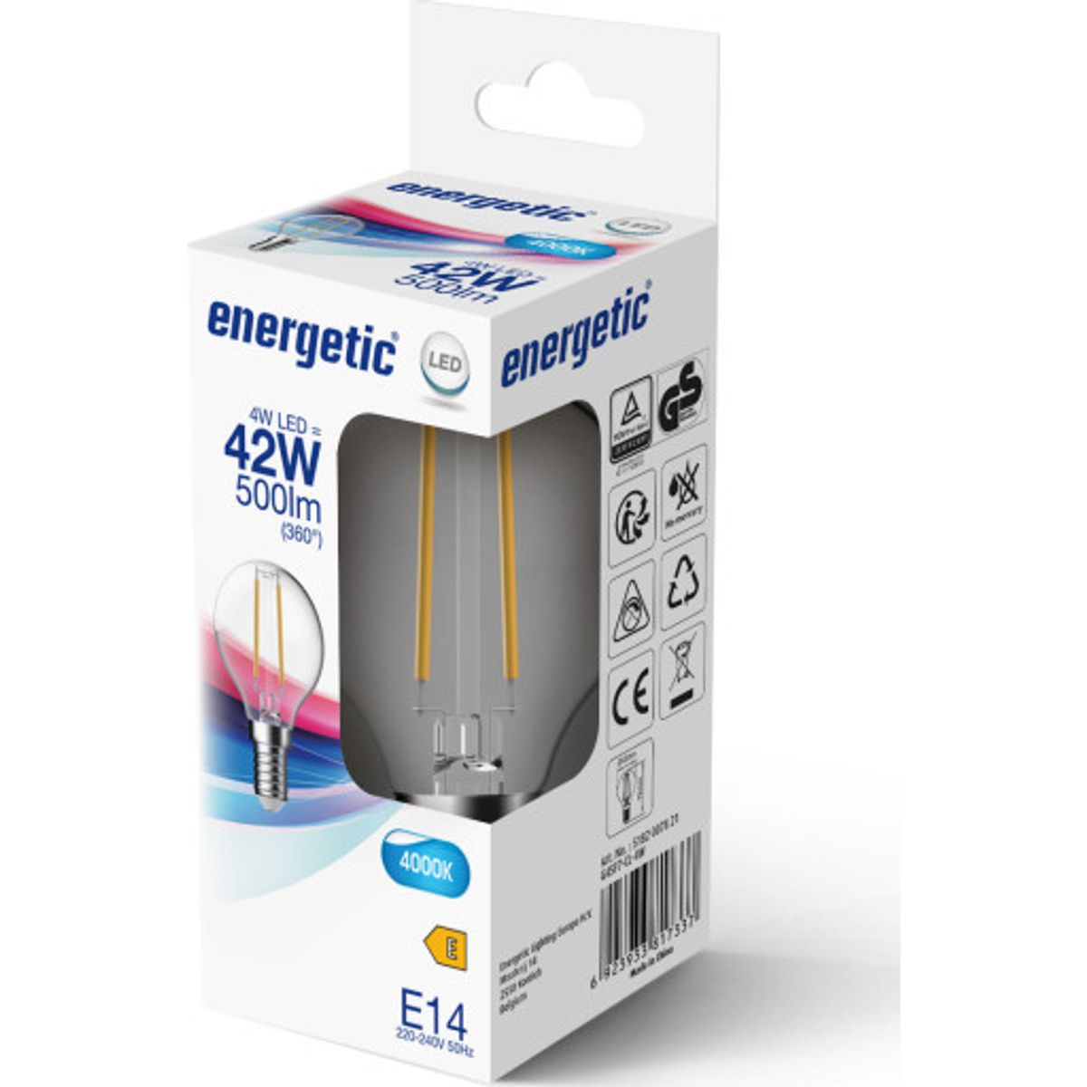 Pære E14 Filament G45 4W 470 lumen 4000K klar