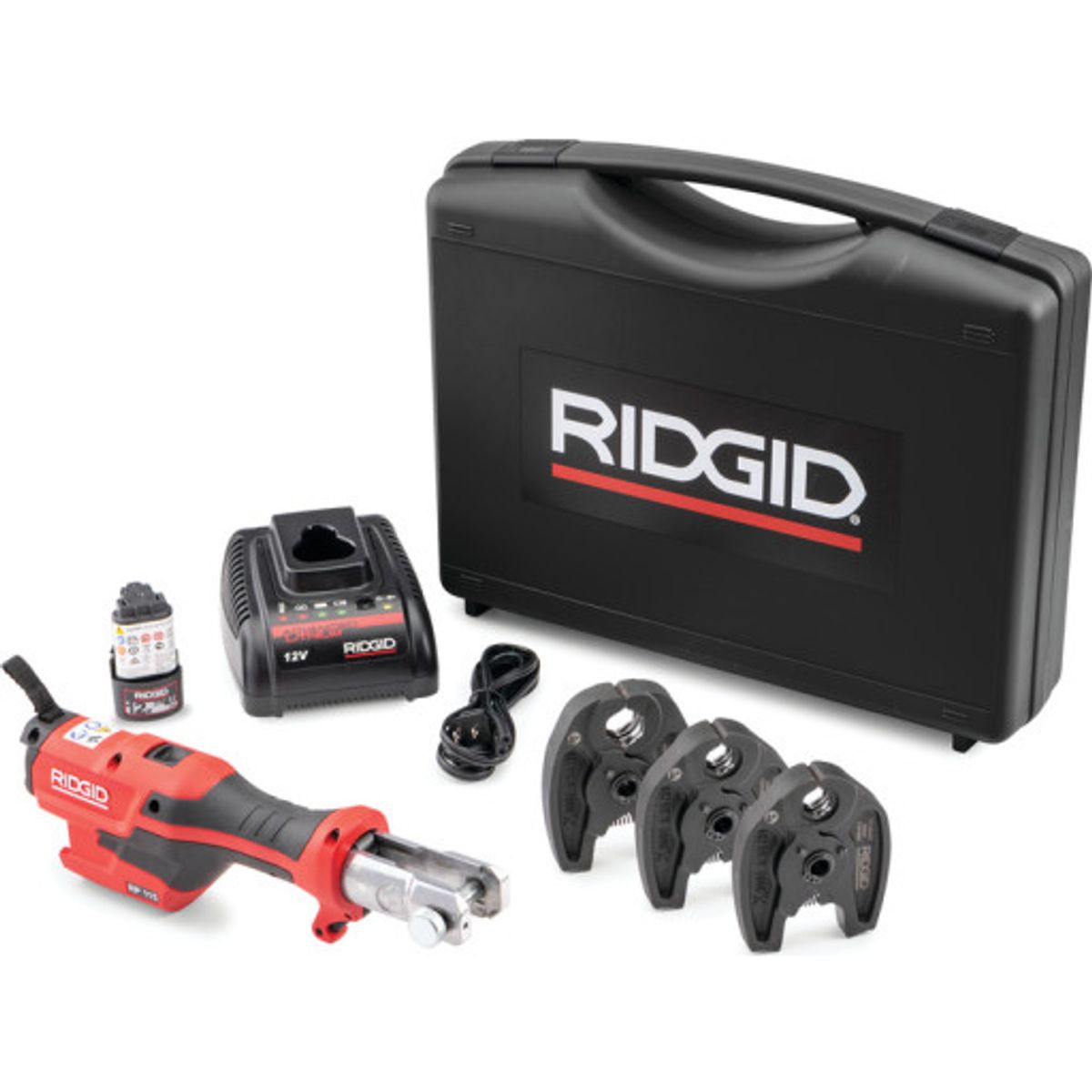 Ridgid pressmaskine RP115, med batteri, lader og U16-20-25 kæber