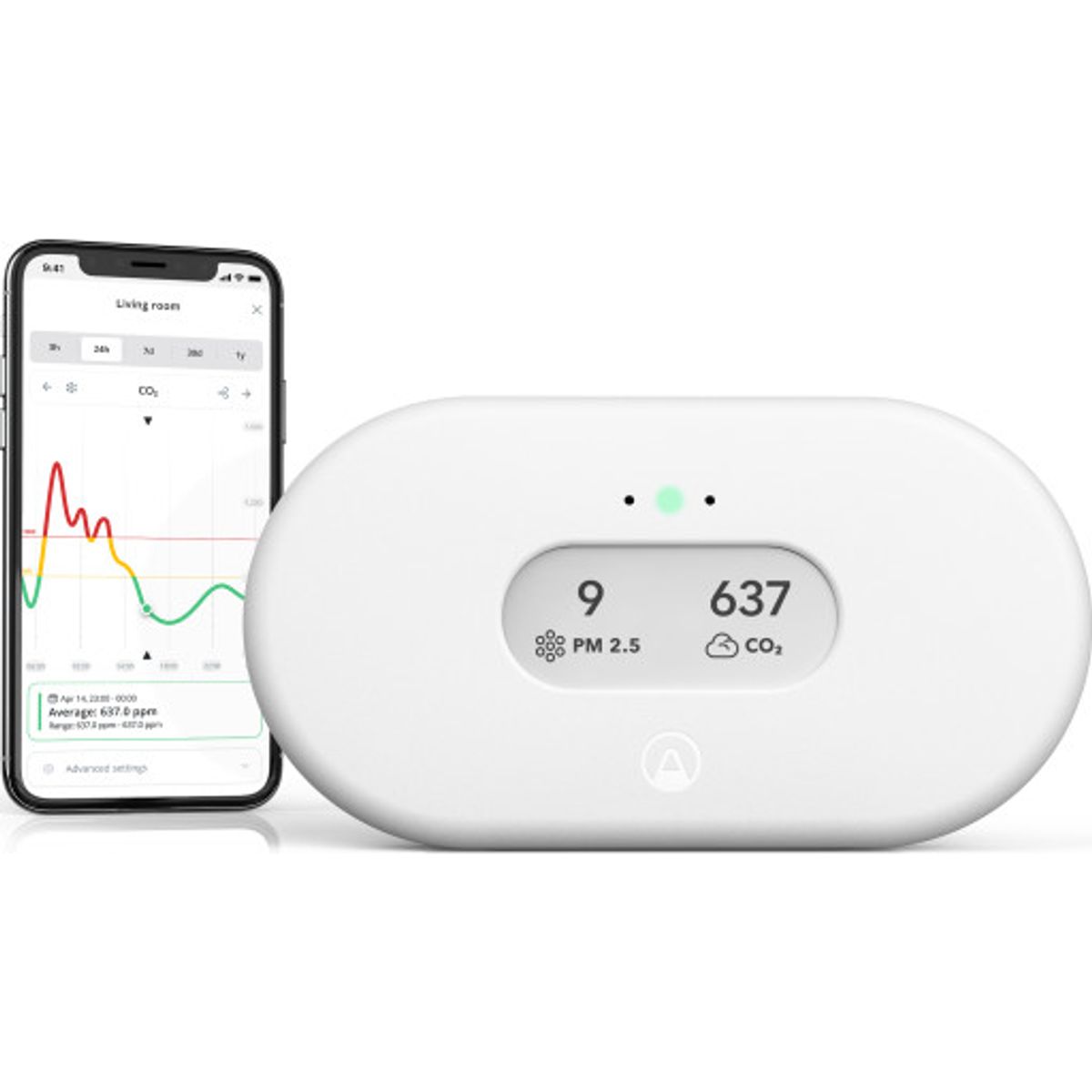 Airthings View Plus radon- og luftkvalitetsmåler, hvid