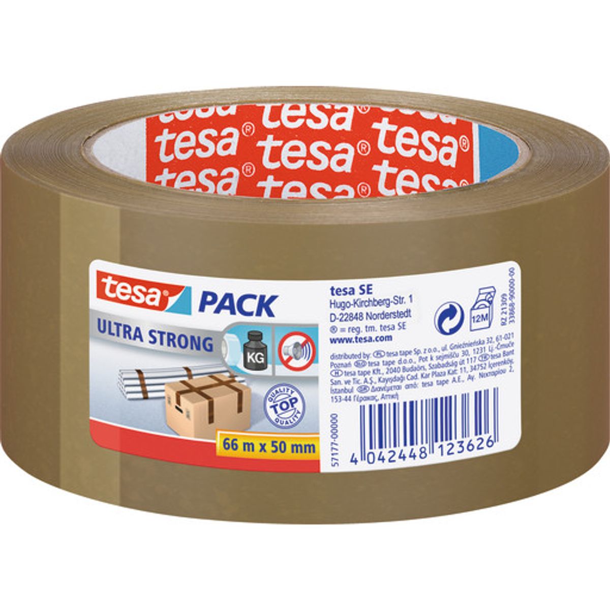 tesa emballagetape ekstra stærk 50 mm x 66 m, brun