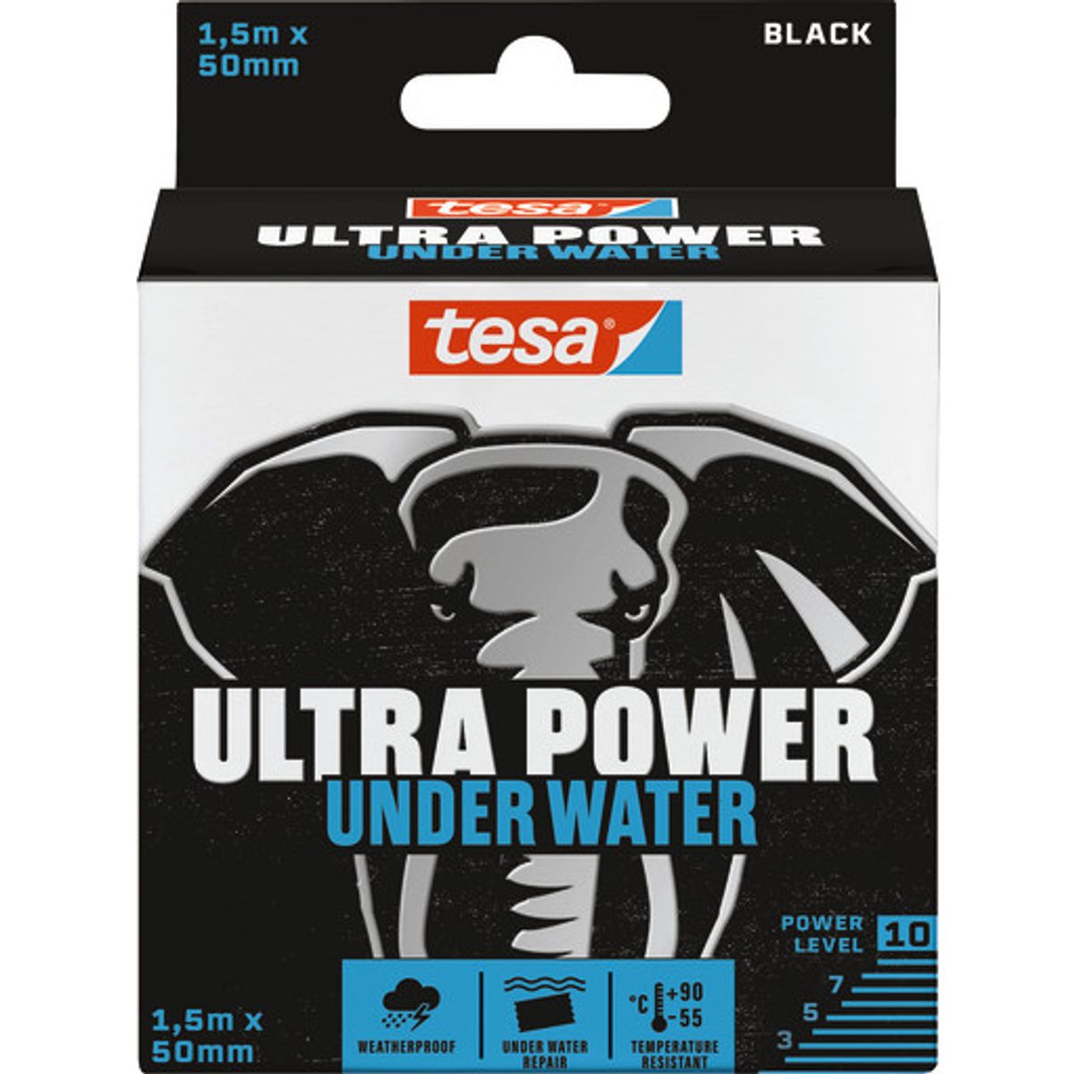 tesa reperationstape Ultra Power Under Water 50 mm x 1.5 m, sort