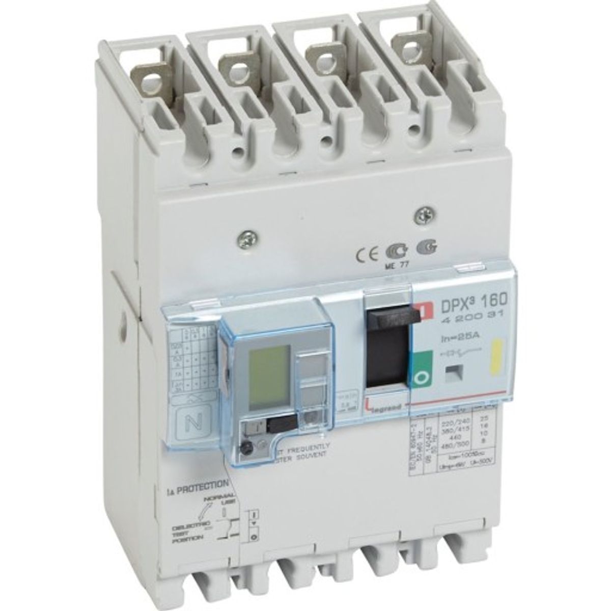 DPX3 160 Maksimalafbryder Termo + Jordfejl 4P 25A 16kA