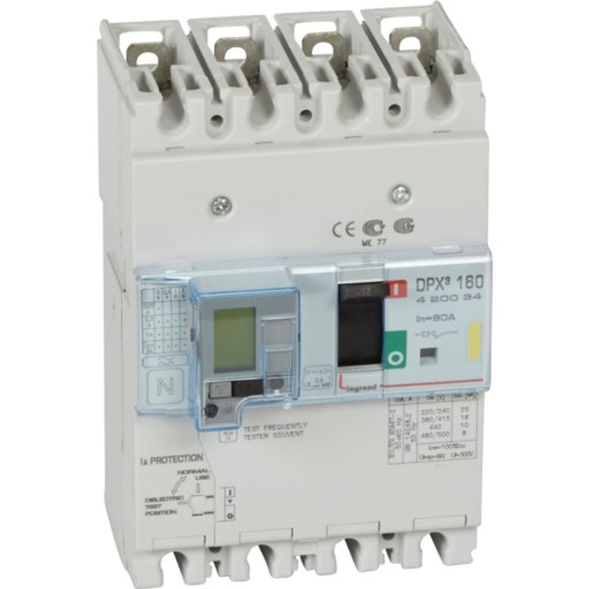 DPX3 160 Maksimalafbryder Termo + Jordfejl 4P 80A 16kA