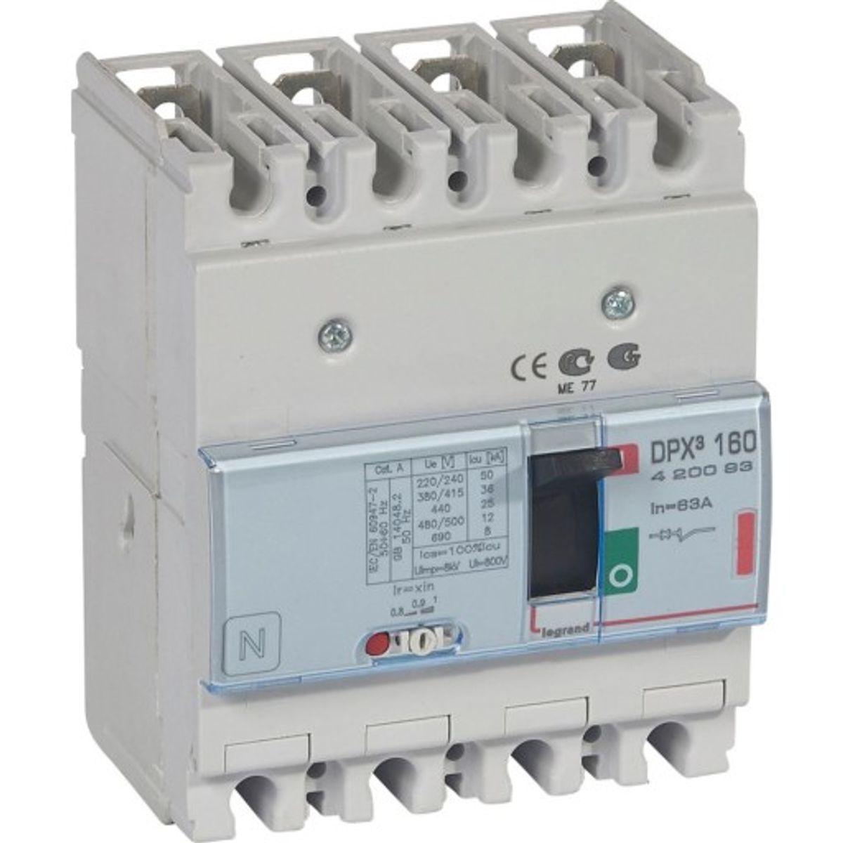 DPX3 160 Maksimalafbryder Termo 4P 63A 36kA