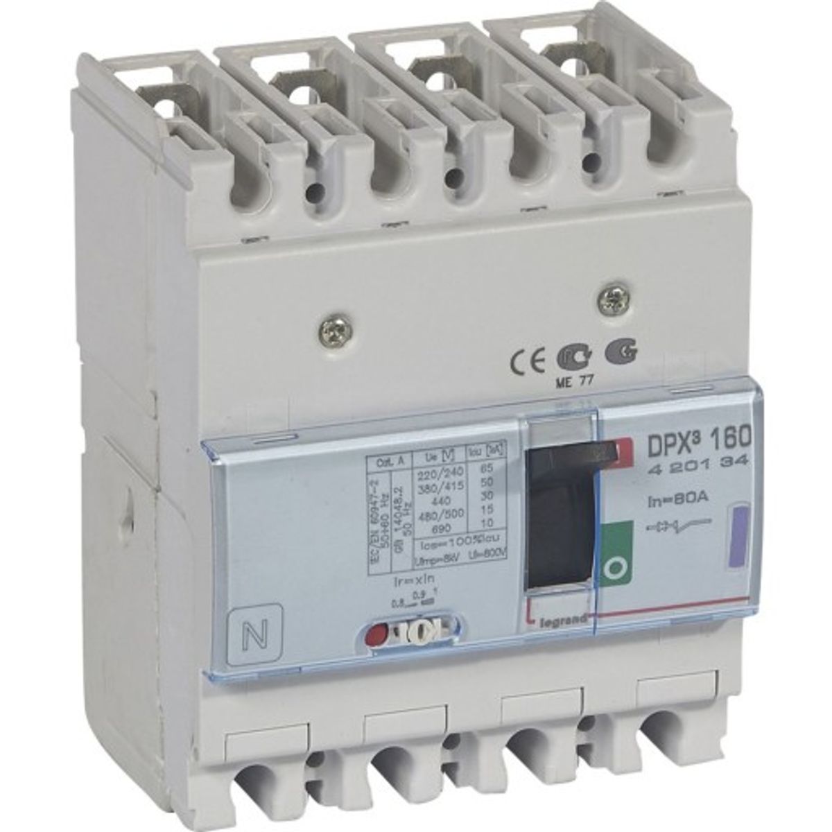 DPX3 160 Maksimalafbryder Termo 4P 80A 50kA