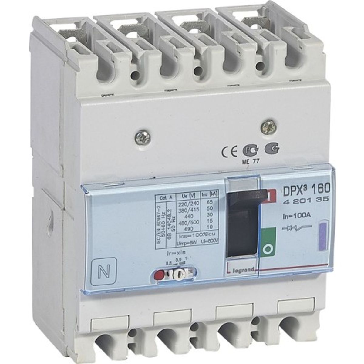 DPX3 160 Maksimalafbryder Termo 4P 100A 50kA