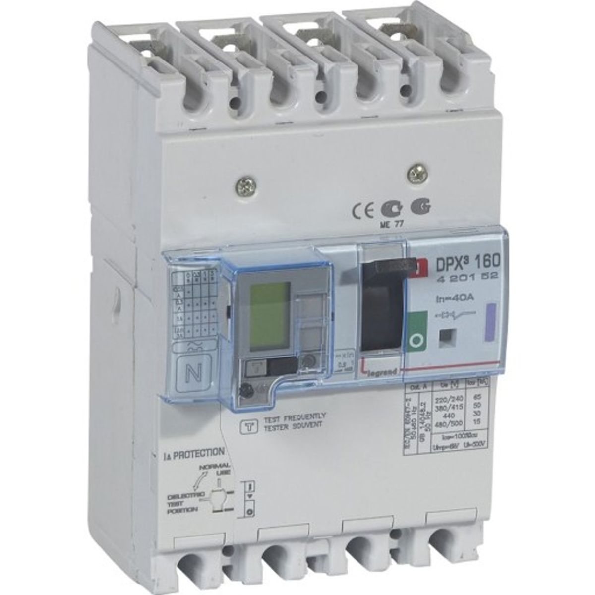 DPX3 160 Maksimalafbryder Termo + Jordfejl 4P 40A